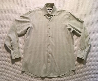 Camisa social Hugo BOSS Gerald ajuste regular botão verde xadrez 15 1/2 - 32 33 - Imagem 1 de 4