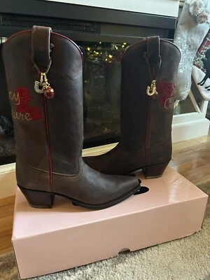 NUEVO EN CAJA Botas de Vaquero del Oeste de Cuero Marrón Austin Juicy Couture De Colección Rosa 8.5 Foto 1 de 4