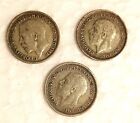 GB Lot of 3 0.500 Silver Threepence 1920 1926 1934 George V