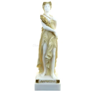 Statue Ancient Greek Goddess Demeter Alabaster 9" - 23cm Cast Marble Mythology - Picture 1 of 7