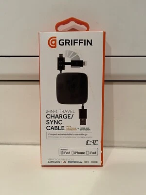 GRIFFIN 2 in 1 Travel Charge and Sync Cable for Lighting and Micro USB Cable - Image 1 of 4