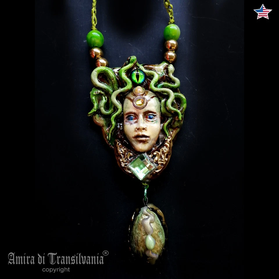 Serpiente Diosa Mitología Griega Dios Minoico Joyería Collar Colgante Serpiente Medusa Foto 1 de 4