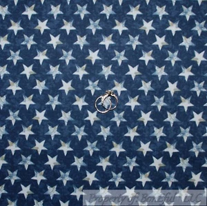BonEful Fabric FQ Cotton Quilt Navy Blue White STAR Tonal American Flag USA SALE - Picture 1 of 14