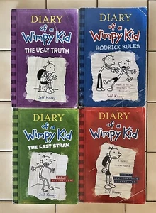#L16 Lot of 4 Diary of a Wimpy Kid Series Books 1,2,3,5 Paperback by Jeff Kinney - Picture 1 of 8