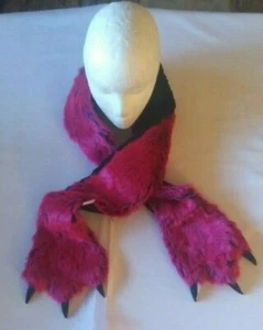 Scarf Girls's 4 years and up, Pink with Black Plush Claws Gloves, 60 inches. - Picture 1 of 10