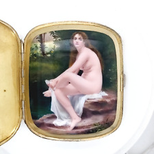 Stunning Silver Cigarette Case with Concealed Erotic Scene of a Lady