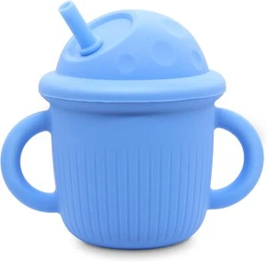 Baby Sippy Cup 6+ Months 100% Silicone Drinking Training for size02, Blue - Picture 1 of 7