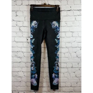 Lululemon Ivivva Girls Leggings Floral Print High Rise Black Size 10 - Picture 1 of 5