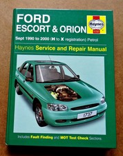 FORD ESCORT Mk5/6 ORION Mk3 1990-2000, H to X reg Haynes Workshop Manual, Petrol
