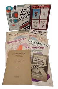 Interesante lote de libros de instrucciones de piano vintage y partituras de canciones famosas - Imagen 1 de 24