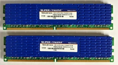 Super Talent 2GB (1x2GB) DDR2 T800UB1GC4 800Mhz PC6400 blue 64MX8 4-4-3-8 #R1941 - Image 1 of 2