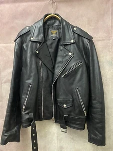 Chaqueta de cuero clásica para moto para hombre talla M negra - Imagen 1 de 7