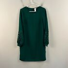 H&M Damska 4 sukienka Shift Zielona Tkana 3/4 Koronkowy sweter z rękawem Długość do kolan 23208