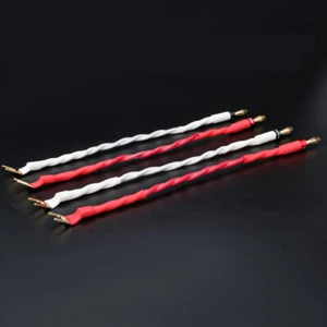 20cm 4Stck. Kupfer Vergoldet Banane Spaten Lautsprecher Brücke Jumper Audiokabel - Picture 1 of 10