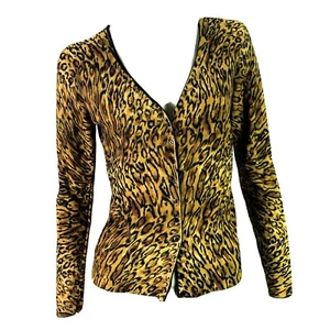 Cárdigan para mujer estampado animal mezcla rayón manga larga abotonada cuello en V top talla S - Imagen 1 de 12