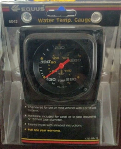 Medidor de temperatura de agua estilo aviación Equus #6042 2" negro eléctrico - Imagen 1 de 1