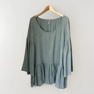 Free People Kyleigh Gauzy Green Wide Sleeve Dress - Picture 1 of 7