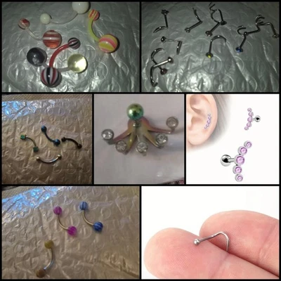 Lote de 16G Joyería Piercing Vientre, Cejas, Labios, Orejas 20G Micro Gema Nariz Anillos Foto 1 de 4