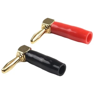Gold Plated 4mm L Type Banana Connectors 90 Degree Right Angle Set of 4 Pairs - Picture 1 of 16