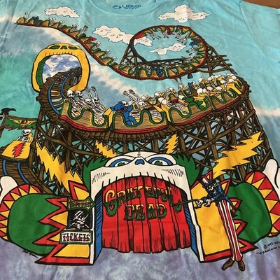 Grateful Dead 液体蓝色 T 恤过山车游乐园 尺寸 XXL — 第 1/4 张图片