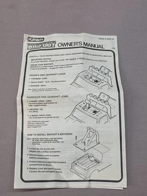 Vintage 1983 Playskool Bigfoot Monster Truck Owners Manual Only - Image 1 of 3