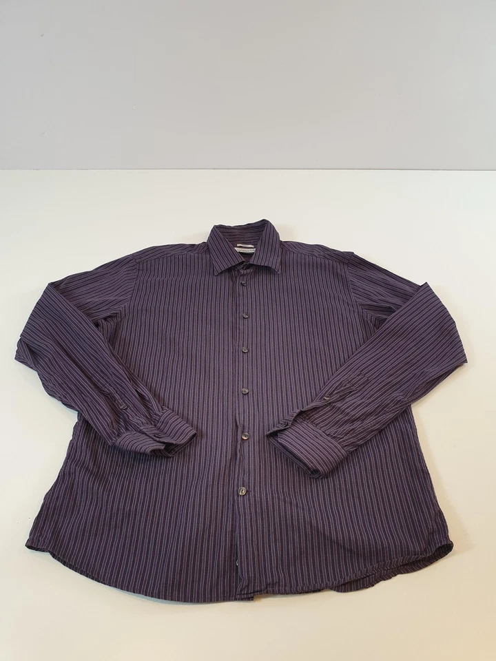 Camisa de vestir Versace Collection para hombre 17,5 44 a rayas calce tendencia manga larga Foto 1 de 4