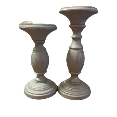 Par de candelabros tallados en pilar de madera colores vivos núcleo de cabaña Foto 1 de 4