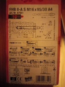 7× Fischer Highbond-Anker FHB II - A S M 16x95 / 30 A4 , 97641(SCH4) - Bild 1 von 1