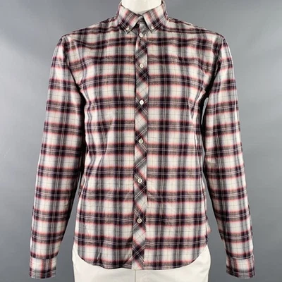MARC by MARC JACOBS Size L Grey Red White Plaid Cotton Blend Long Sleeve Shirt - Image 1 of 4