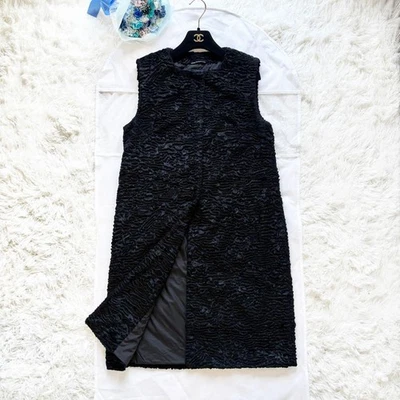 Max Mara Women's Long Vest Gilet Coat Design Fur Black USA8 FRANCE40 from Japan - Image 1 of 4