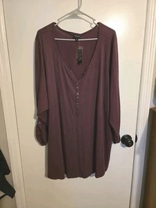 Torrid Plus Size 6 6X 6XL Purple Girlfriend Cotton Henley Long Sleeve Tee - Picture 1 of 3