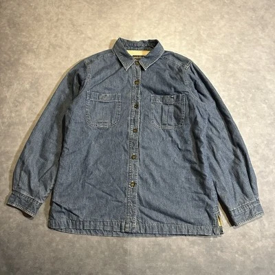 Camisa chaqueta vintage Woolrich para mujer mediana denim forrada de lana ropa de trabajo al aire libre Foto 1 de 4