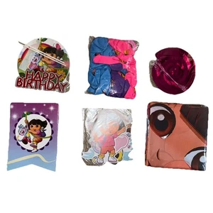 Dora The Explorer Birthday Party Set  Backdrop Balloons Wall Decor Cupcake Deco - Picture 1 of 8