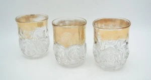 RARE U S Glass Star In Bull's Eye Gold Trim Tumblers c.1901 Lot of 3 - Picture 1 of 8