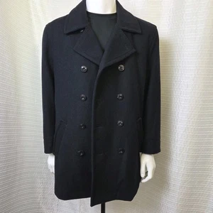 Egara Peacoat Wool Blend Men's L Quilt Lined Very Dark Navy/Black - Picture 1 of 13