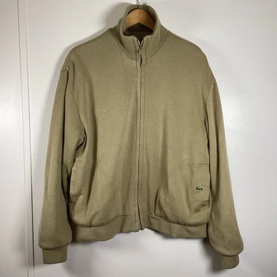 Lacoste Bomber Jacket Men’s Size M Reversible Tan/Green VTG Knit Retro 80s 90s - Image 1 of 4
