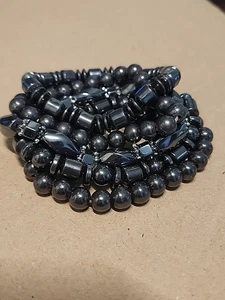 Set 5 magnetische Hämatit Energie leistungsstarke dehnbare Armbänder verstellbar - Bild 1 von 6