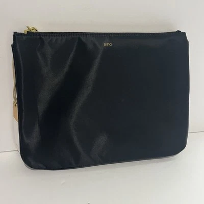 TRINA Clutch Purse Black Nylon Gold Zipper Hardware Organizer Purse NWT - Image 1 of 4