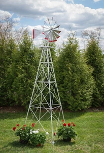 12 Ft Tall Hand Made in the USA Aluminum Garden Windmill, Wind Wheel - Picture 1 of 12