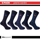 5 Pack Pierre Cardin Socks UK Sizes 7-11 Soft Cotton Blend Black Stripe Spot