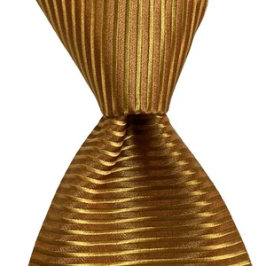 ROBERTO VILLINI Couture Men's 100% Silk Necktie Designer STRIPED Orange/Gold GUC - Picture 1 of 3