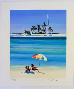 Serigrafía Alex Pauker Solitude in Paradise firmada a mano numerada edición limitada - Imagen 1 de 7