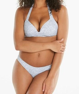 Sunseeker Glam Bikini Set Size 16 Storm Grey Padded Halter Top Classic Brief New - Picture 1 of 12