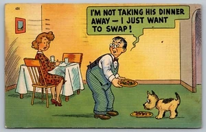 Postal No me llevo su cena, solo quiero intercambiar humor familiar perro - Imagen 1 de 2