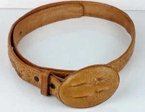 Vtg Men’s Women’s Yellow Hornback Alligator Gator Belt Rodeo Rider Size 28 - Picture 1 of 11