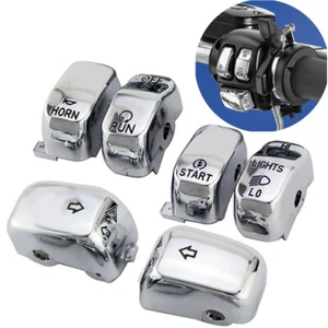 Chrome Hand Control Switch Housing Button Cap Fit for Harley Sportster Road King - Picture 1 of 18