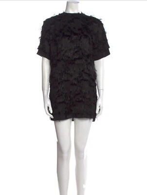 Carven черный короткий рукав с подкладкой перо мини Shift платье размер 36 носить один раз - Изображение 1 из 4