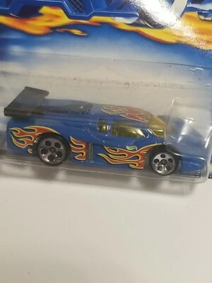 2001 Hot Wheels GT Racer Blue With Red Flames #220 All Metal 5 Dot Rims HW - Image 1 of 3