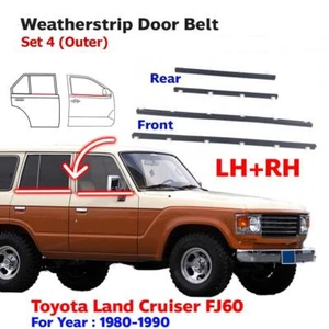 Set 4 Outer Weatherstrip Rubber Fits Toyota Land Cruiser HJ BJ FJ60 FJ62 1980-87 - Picture 1 of 9