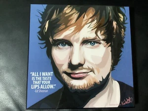 Bild POP ART Ed Sheeran Poster, Portrait  im Holzrahmen 25x25cm NEU - Picture 1 of 4